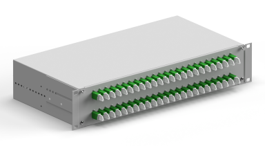 19"-Zoll 2HE Spleißbox E2000/APC 19"-Zoll 2HE Spleißbox spleißfertig mit 48x E2000/APC OS2 Simplex